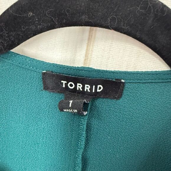 Torrid Women’s 1X Blue Green Open Cardigan Plus Size - Picture 2 of 5